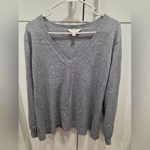 Gray V-Neck Women's Sweater